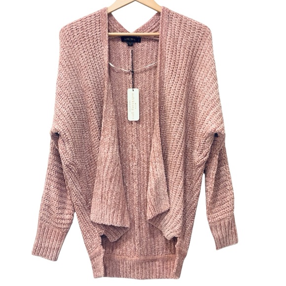 Love Tree Sweaters - Chenille Cardigan Open Front Dusty Pink Mauve Oversized Sweater Womens Small NWT
